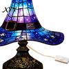 Halloween Decoration Lamp Witch Hat Table Lamp, USB Powered LED Bedside Light, Resin Gothic Night Light for Bedroom, Living Room, Shelf Decor