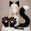 Animal Cosplay Set Kit Cosplay Chat Fluffy Tail Raised Paw Pads Gloves for Masquerade Events