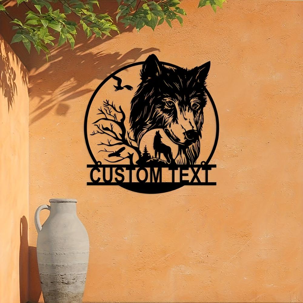 Einzigartige Handgefertigte Individuelle Vintage Metall Wandkunst Wolf Baum Personalisierte Heimbüro Dekoration
