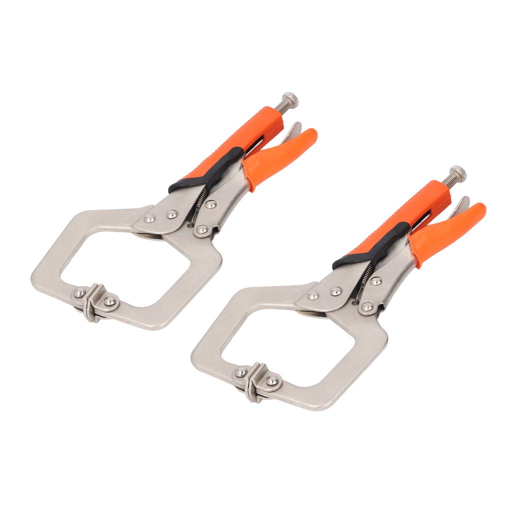 2Pcs Locking C Clamp Pliers Set Heavy Duty Woodworking Face Clamp with Rotating Pads for Welding   Hole Joinery