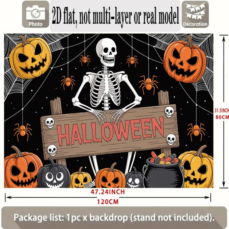 Party Backdrop Halloween Flat Banners Spooky Skeleton Pumpkin Celebrations Wedding Enthusiasts Photo Booth Decor Front Door Decor