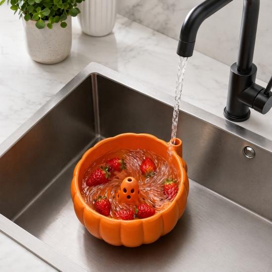 Swirl Bowl with Ghost Decor Halloween Bowl Center Berry Wash 360 Degree Rotating