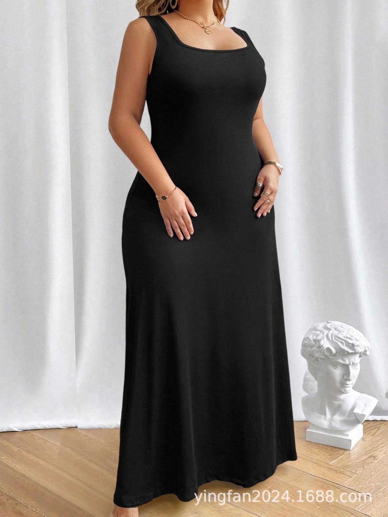 Europe America Summer Casual Women s Sexy Sleeveless Vest Long Skirt Dress 4XL