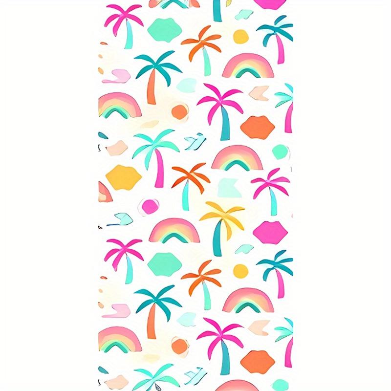 

Beach Towel Colorful Palm Tree Rainbow Pattern Sun Protection Windproof Suitable For Swimming Pool Camping Travel Blanket W30*H60(CM)