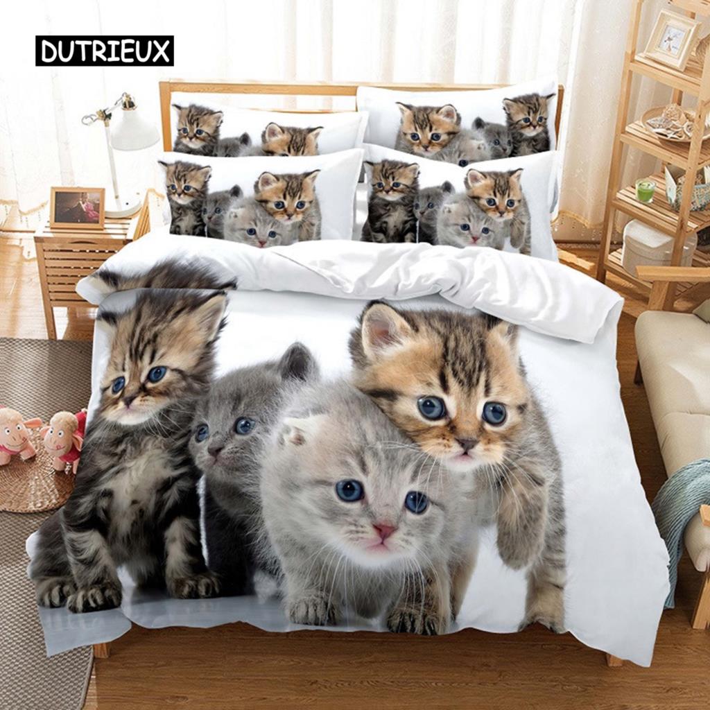 Schwarze Katze Bettwäsche Set Bettbezug Set 3D Bettwäsche Digitaldruck Bettwäsche Queen Size Bettwäsche Set Modisches Design