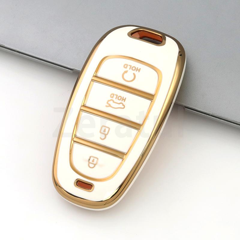 4 Tasten TPU Auto Schlüsselhülle Abdeckung Für Hyundai Santa Fe Tucson Nexo Nx4 Atos Prime Solaris Schale Schlüsselanhänger Halter Zubehör