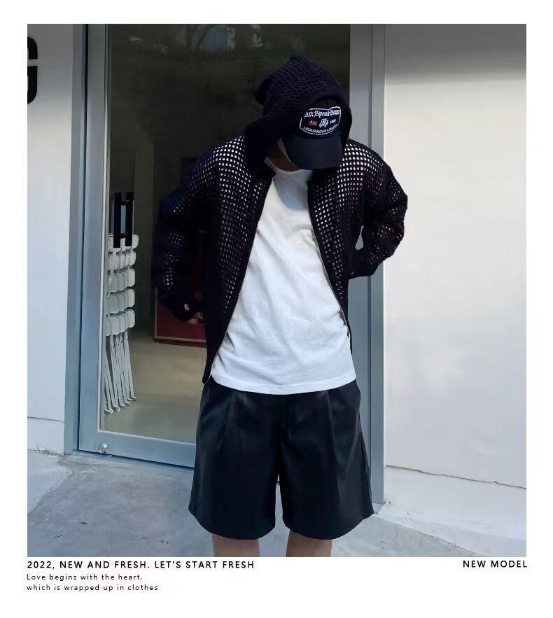 Men's High-Grade Hooded Cardigan - Lightweight Knitted Sweater, Sun-Protective, Hollow Design for Couples.