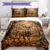 3PC Custom Name Autumn Forest Deer Majesty Bedding Set Duvet Cover Closure Includes 1 Duvet Cover & 2 Pillowcases for Bedroom