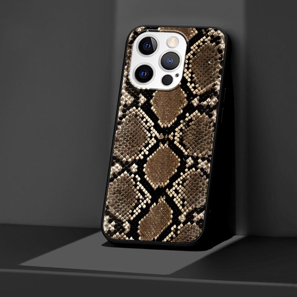 Snake Skin Case for Apple iPhone 14 11 7 SE 2020 8 X XS 13 12 Mini XR 15 Pro Max Silicone Black Soft Phone Cover