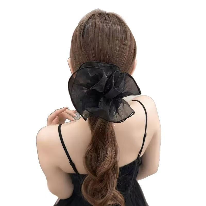 

Korean Eugen yarn light luxury hair band new temperament mesh yarn pleated head flower design headgear large intestine ring