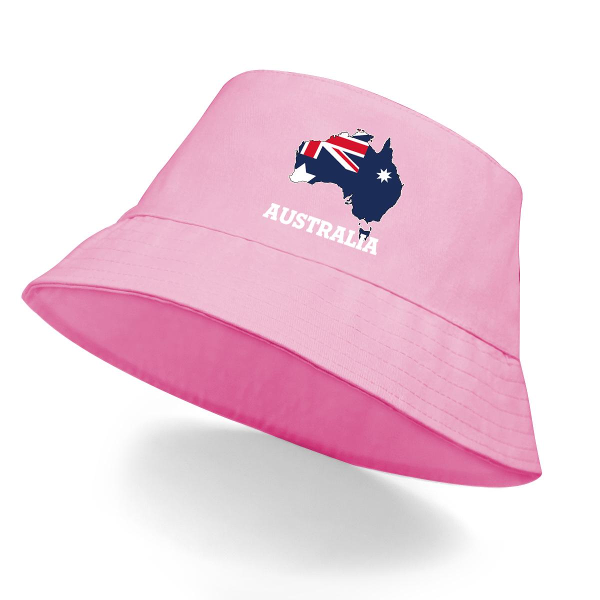 

Панама с принтом карты флага Австралии, синий флаг Содружества, женская шляпа из легкого полиэстера, простая шляпа-ведро as the picture розовый