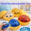 Brinquedo de Aperto Dumpling Squishy com Glitter e Cesto de Bambu Bola de Estresse Macia em TPR Brinquedo Fidget Descompressor Engraçado Criativo DIY Montagem Presente