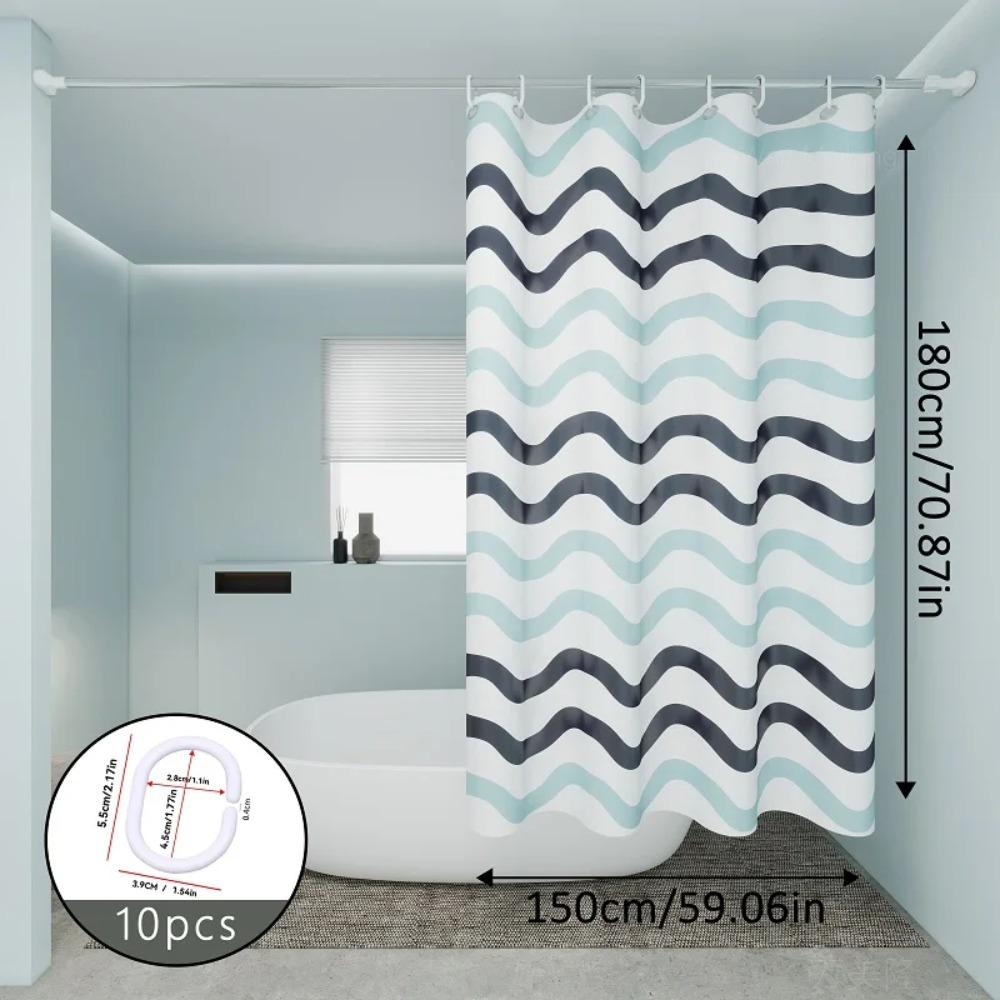 Bathroom Shower Curtain Waterproof Bathtub Bathing Curtains Easy Clean And Wipe Peva Mildew Proof Shower Curtains With Hooks