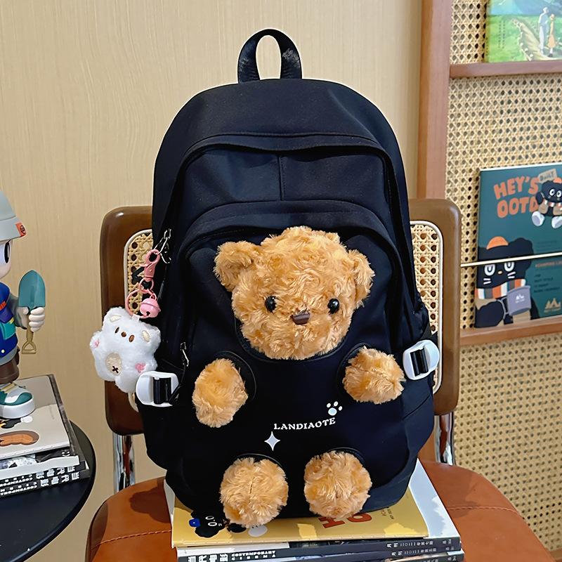 Backpack cute bear schoolbag junior high school girls college students new backpack niche Mori versatile bag