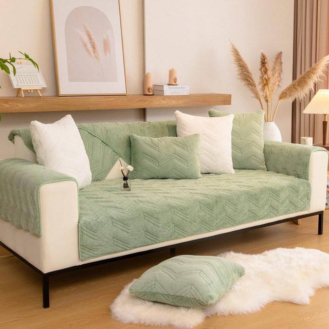 

Сплошной цвет 2/3-местный плюшевый чехол для дивана, противоскользящий толстый чехол для сиденья для дивана, кресла, мебели, чехол, дропшиппинг Cushion cover45x45cm зелёный