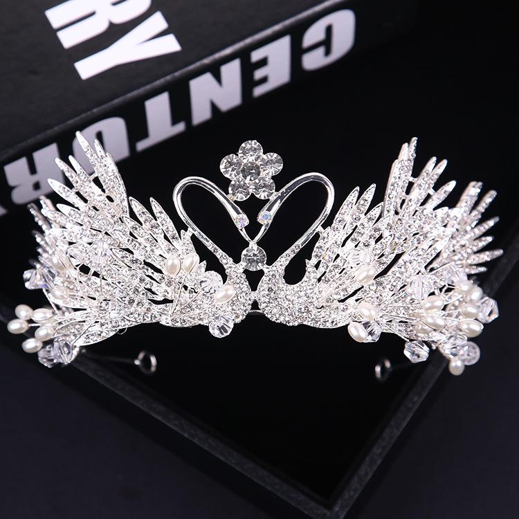 

Корона тиара невеста свадьба барокко лебедь серебро супер сказочная атмосфера новое свадебное платье золотые аксессуары женщины серебряный