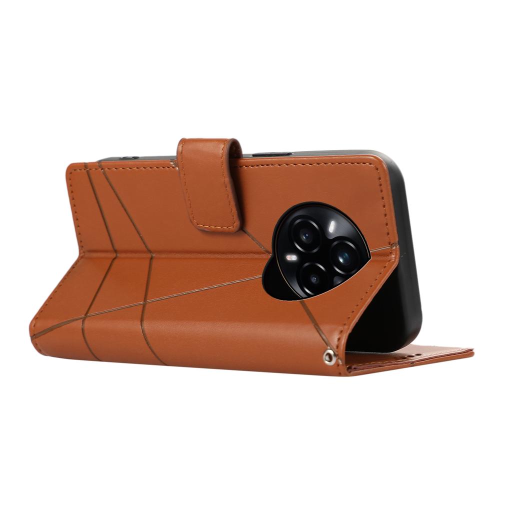 DF-06 For Realme 14 Pro 5G Phone Case Line Imprint Leather Wallet Cover