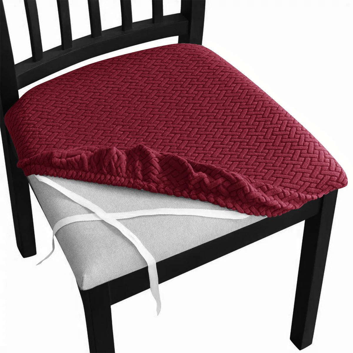 

1PC Stretch Dining Chair Seat Covers Jacquard Elastic Upholstered Chairs Cushion Slipcover Anti-Dirty Protector Removable бордовый