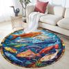Ocean Fishes Round Area Rug,Carpet Rug for Living Room Bedroom Sofa Playroom Decor,Non-slip Floor Mat