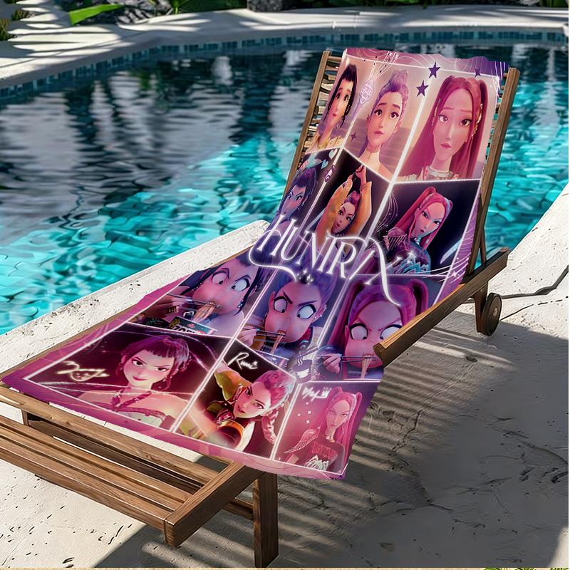 KPop Demon Hunters Print Beach Towel, Versatile Lightweight Absorbent Beach Towel for Pool Surf Yoga Bathroom, Perfect Birthday Holiday Gift