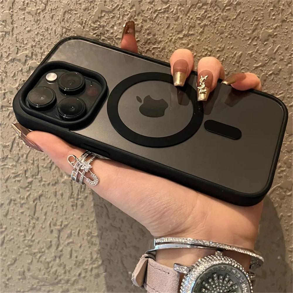 Luxury Transparent For Magsafe Magnetic Case For iPhone 15 14 13 12 11 Pro Max 15 14 Plus Wireless Charging Cover Accessories