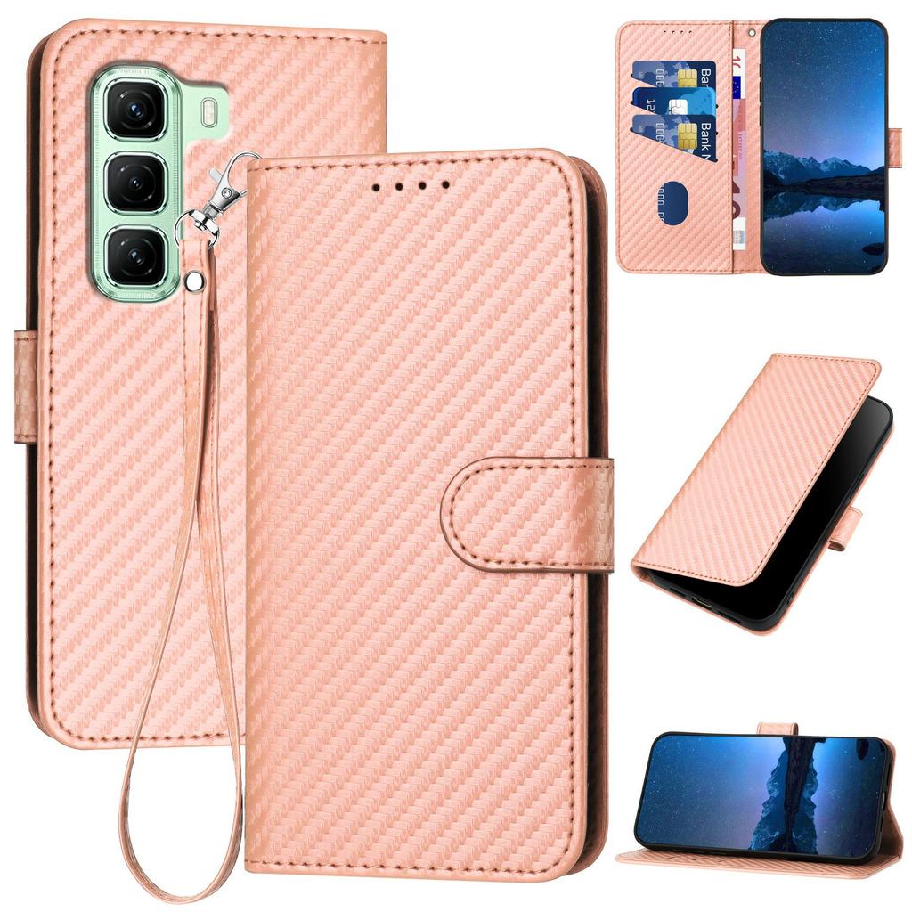 YX0070 For Infinix Hot 50 5G Wallet Case Carbon Fiber Texture Leather Cell Accessories Phone Cover