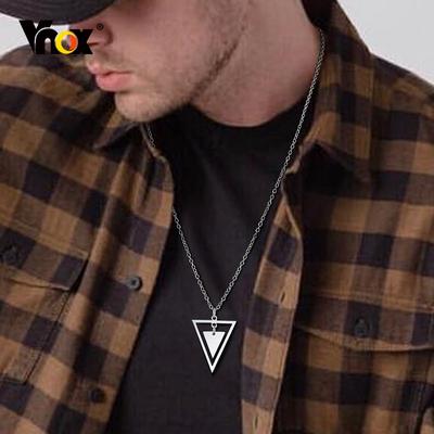 Erkekler İçin Vnox Altıgen Kolye, Geometrik Üçgen Kare Kübik Çocuk Kolye, Punk Rock Klasik Basit Boyunluk