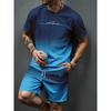 Heren Zomer Casual T-shirt en Korte Broek Set Verloop Letterpatroon Sportieve Tweedelige Set Stedelijke Mode Casual Trend Set