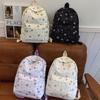 Zaino in Materiale di Nylon con Stampa Fiocco Design Trapuntato Multi-Tasche Grande Capacità Borsa Scolastica Spallacci Regolabili Struttura Rinforzata