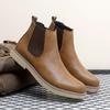 Warmes Plüschfell Winter Herren Chelsea Boots Neue Mode Bequeme Mann Stiefeletten Echtes Leder Gummiband Business Casual Schuhe