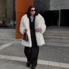 VAYLA Fashion Fluffy Furry Faux Fur Jacket Women Winter Shaggy Overcoats Thick Warm Medium Length Fox Fur Coat Plush Outerwear Femme