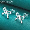 925 Sterling Silver Charms Bowknot Stud Earrings for Women Creativity Party Jewelry
