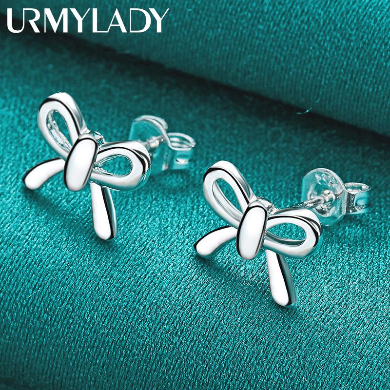 925 Sterling Silver Charms Bowknot Stud Earrings for Women Creativity Party Jewelry