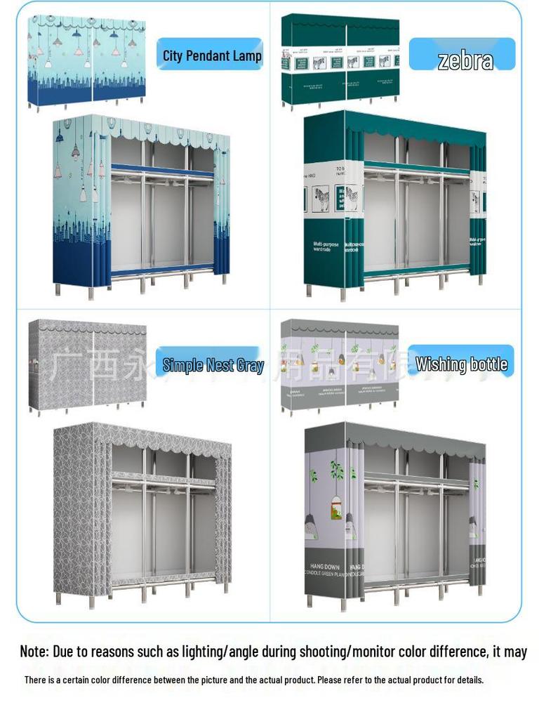 Durable Steel-Framed Wardrobe with Reinforced Fabric for Bedroom Storage, Assembly Required