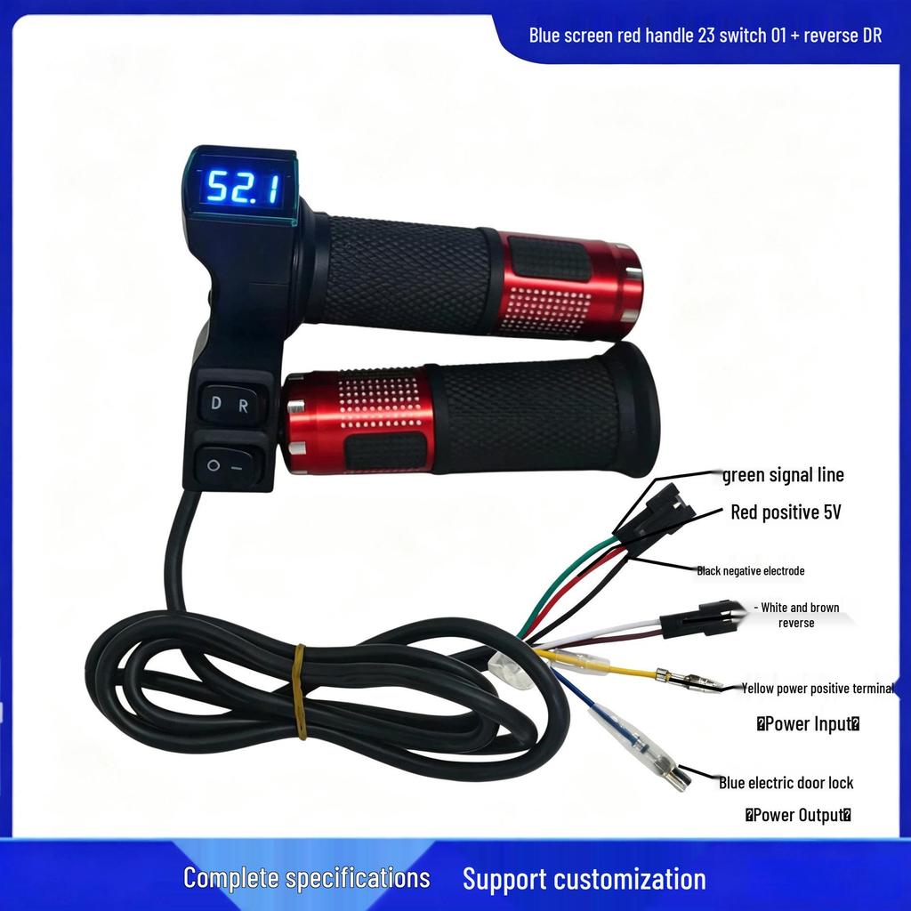 Electric Vehicle Throttle Twist Grip with Blue Screen Display 23 Switch 01+ Reverse DR Voltage