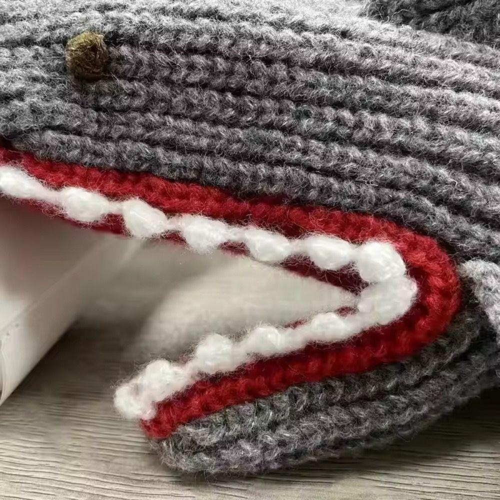 Funny Soft Thick Shark Knitted Gloves High Elasticity Cold Resistance Warm Gloves Cartoon Full Finger Gloves Unisex