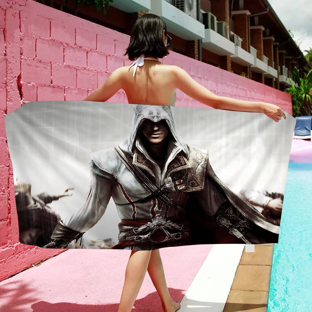 A-Assassin C-Creed Spiel Mikrofaser Bedrucktes Strandtuch Bergsteigen Yoga Strand Schwimmen Laufen Saugfähiges Weiches Handtuch