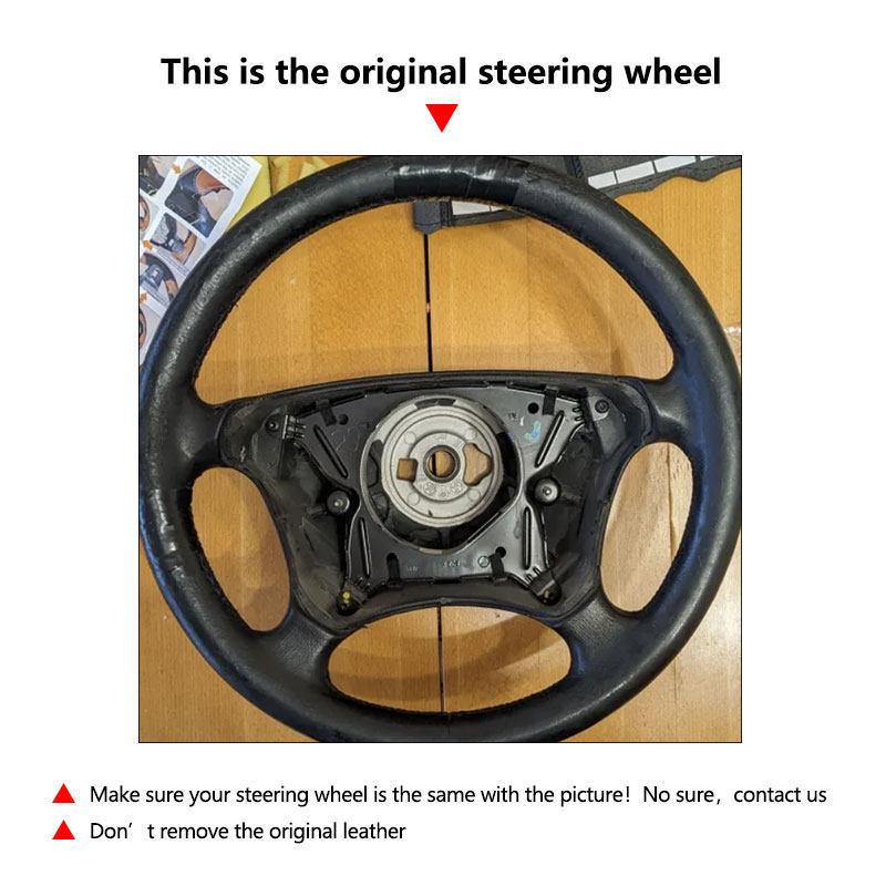 Car For Mercedes Benz E-Class W210 CLK-Class W208 C208 G-Class W463 1999-2003 Microfiber Leather Steering Wheel Cover Trim