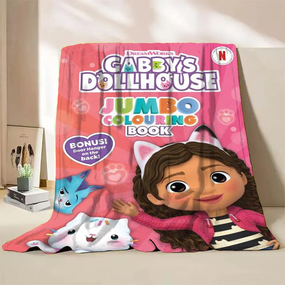 Gabbys Dollhouse Flannel Fluffy Fleece Blanket for Home Bedroom Bed Sofa Office Children Cover Adult Soft Blanket Kids Cute Gift