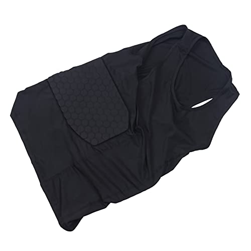 Dovhmoh Men's Rib Protector Padded Compression Shirt Training Vest with 3 Pads, Protective Gear for Soccer, Football, Basketball, Hockey, Size L