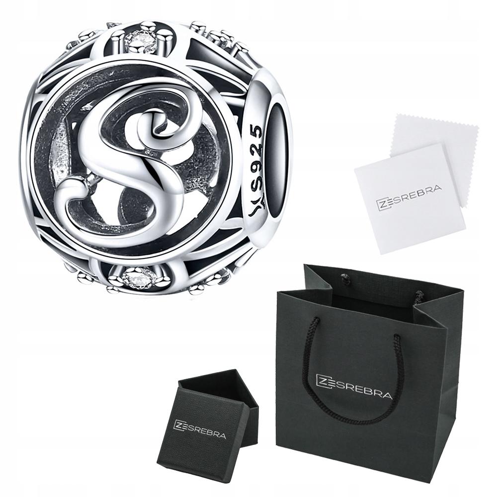 Charms Letter S S925 Bead Beads Openwork Zircons Openwork Letter