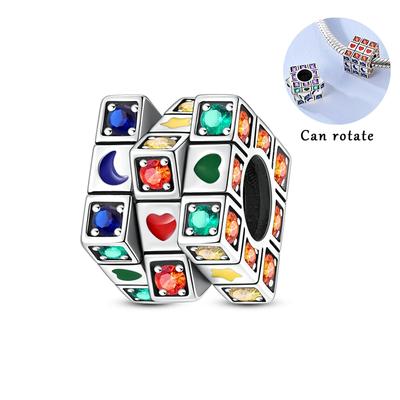 Copper Colored Zircon Rotatable Charm Bead Charms Pendants Compatible With Authentic Bracelets Jewellery Do It Yourself Marking Gift