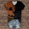 Women's Fashion Casual Three-quarter Sleeve Halloween Letters,  Face Print Top