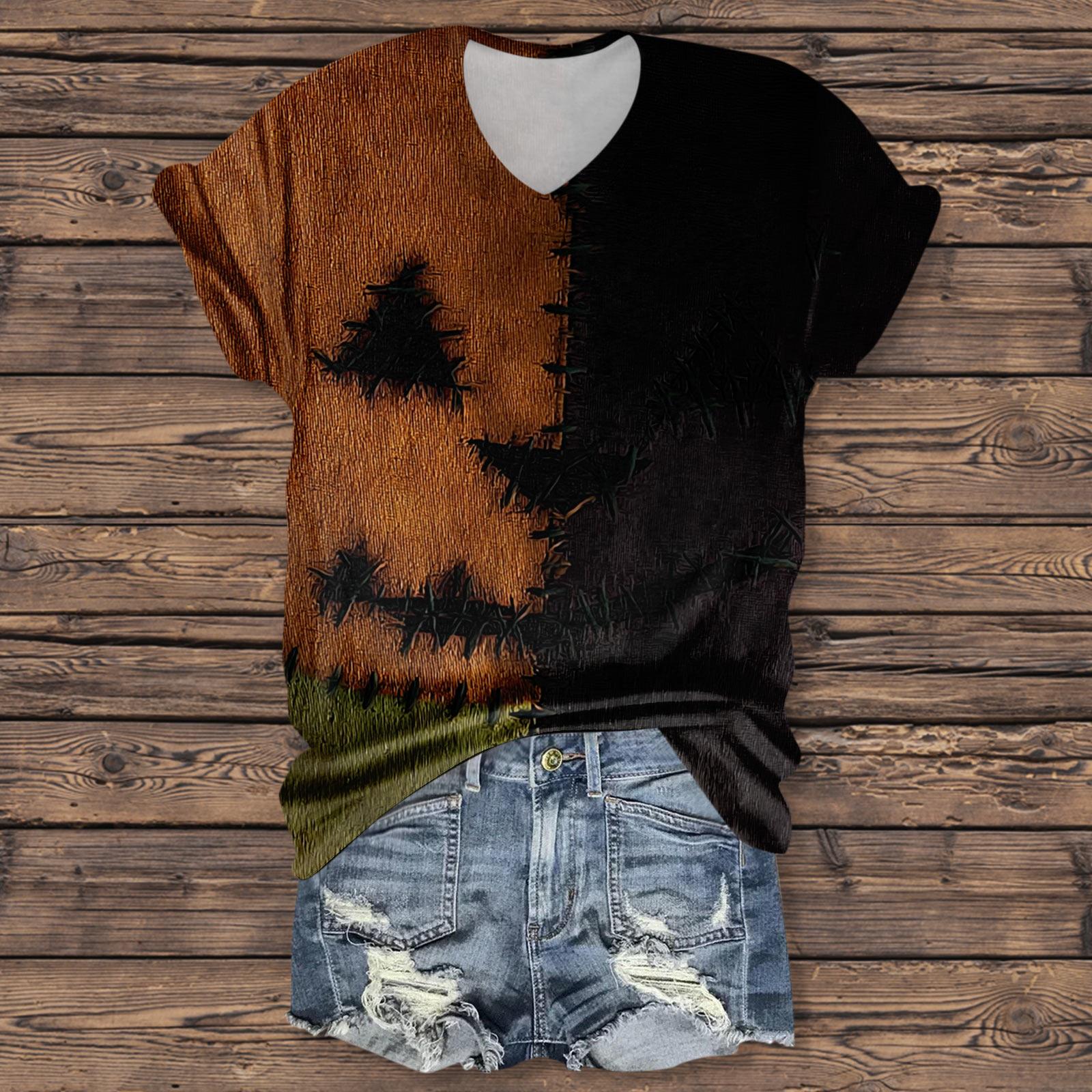 

Женская мода повседневная рубашка с рукавом три четверти и принтом букв на Хэллоуин XL жёлтый