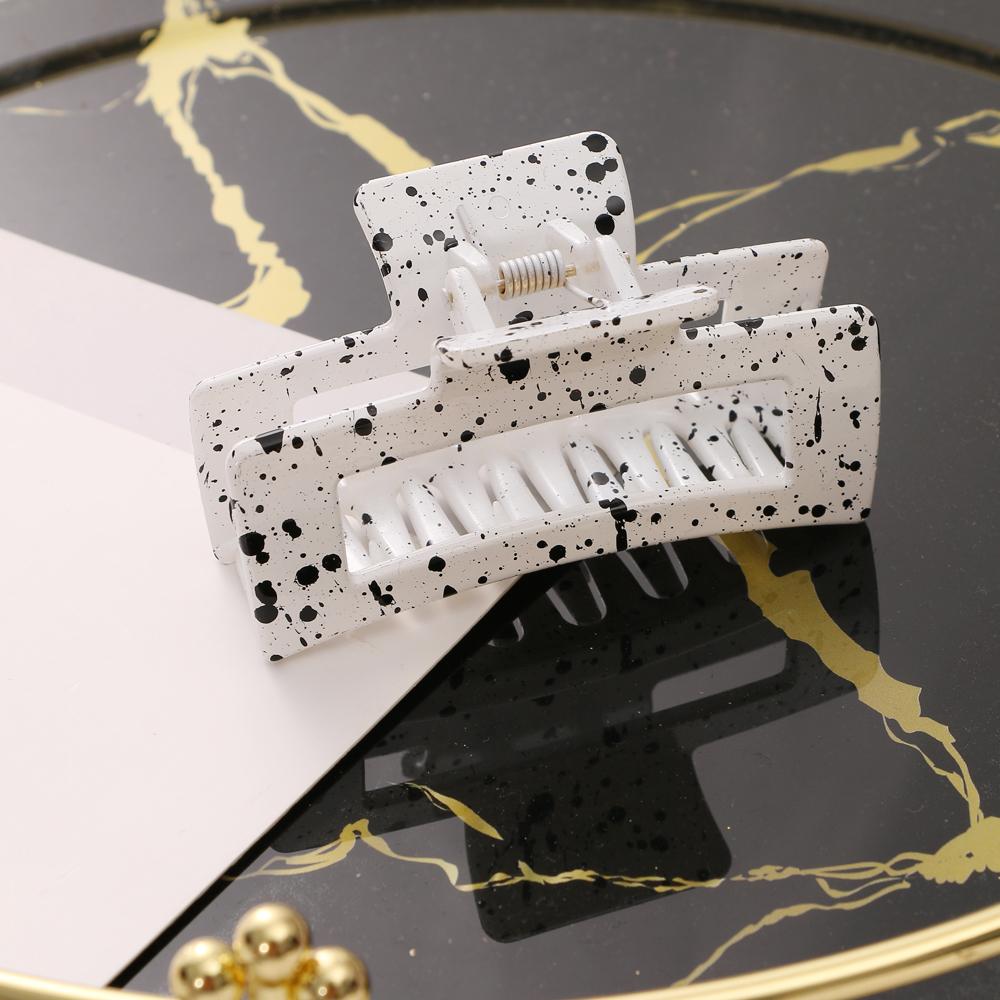 Fashion Simple Black and White Splash Ink Hairpin Geometric Square Shark Clip Female Elegant Shark Clip French Hairpin Jewelry Female Trend