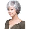 Peruci pentru mami Umbre natural gri Păr ondulat Bob Moale, sănătos, scurtă Perucă naturală sintetică cu breton lateral Utilizare zilnică Peruci rezistente la căldură
