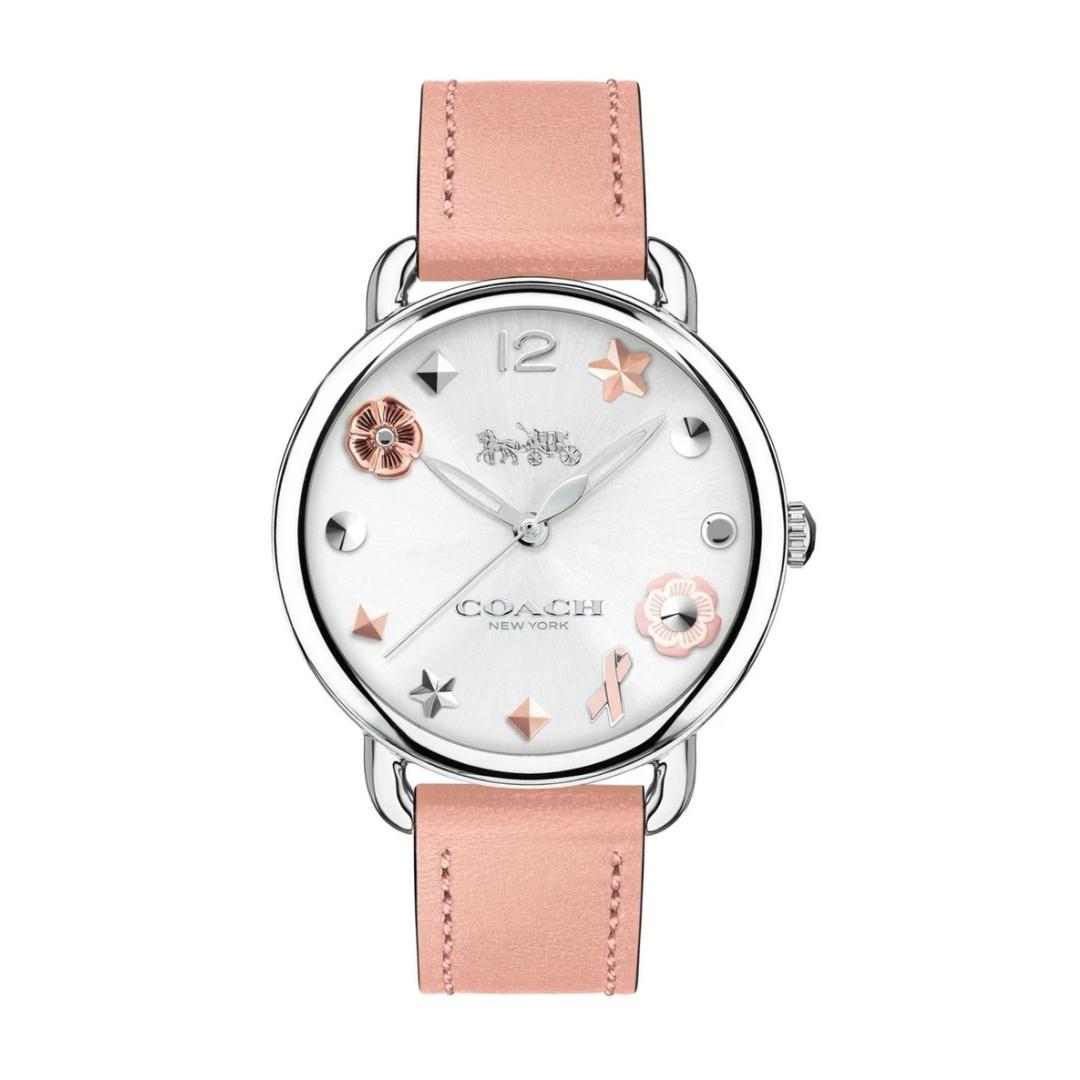 

Coach Delancey White Dial Pink Leather Ladies Watch- 14502799