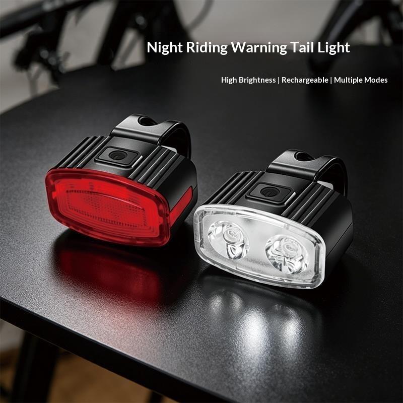 Rechargeable Waterproof Bike Light, Bright Led Front Headlight & Red Rear Taillight For Mountain Road Night Cycling Safety Gear