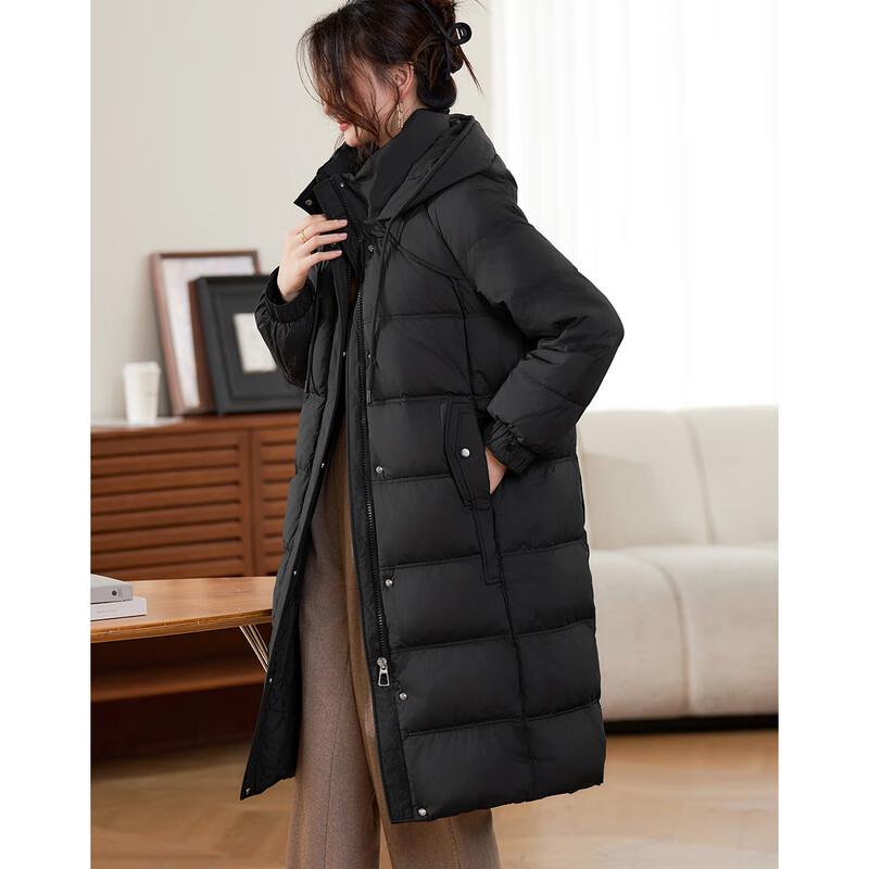 Women's Elegant Hooded Mid-Length Down Jacket