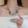 Starfish & Coral Clavicle Chain Set: Elegant Oil Drop Shell Earrings & Necklace